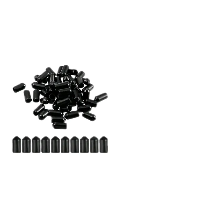 50PCS Black Round Rubber End Caps 1/4 inch 6.5mm Bolt screw thread protector cover
