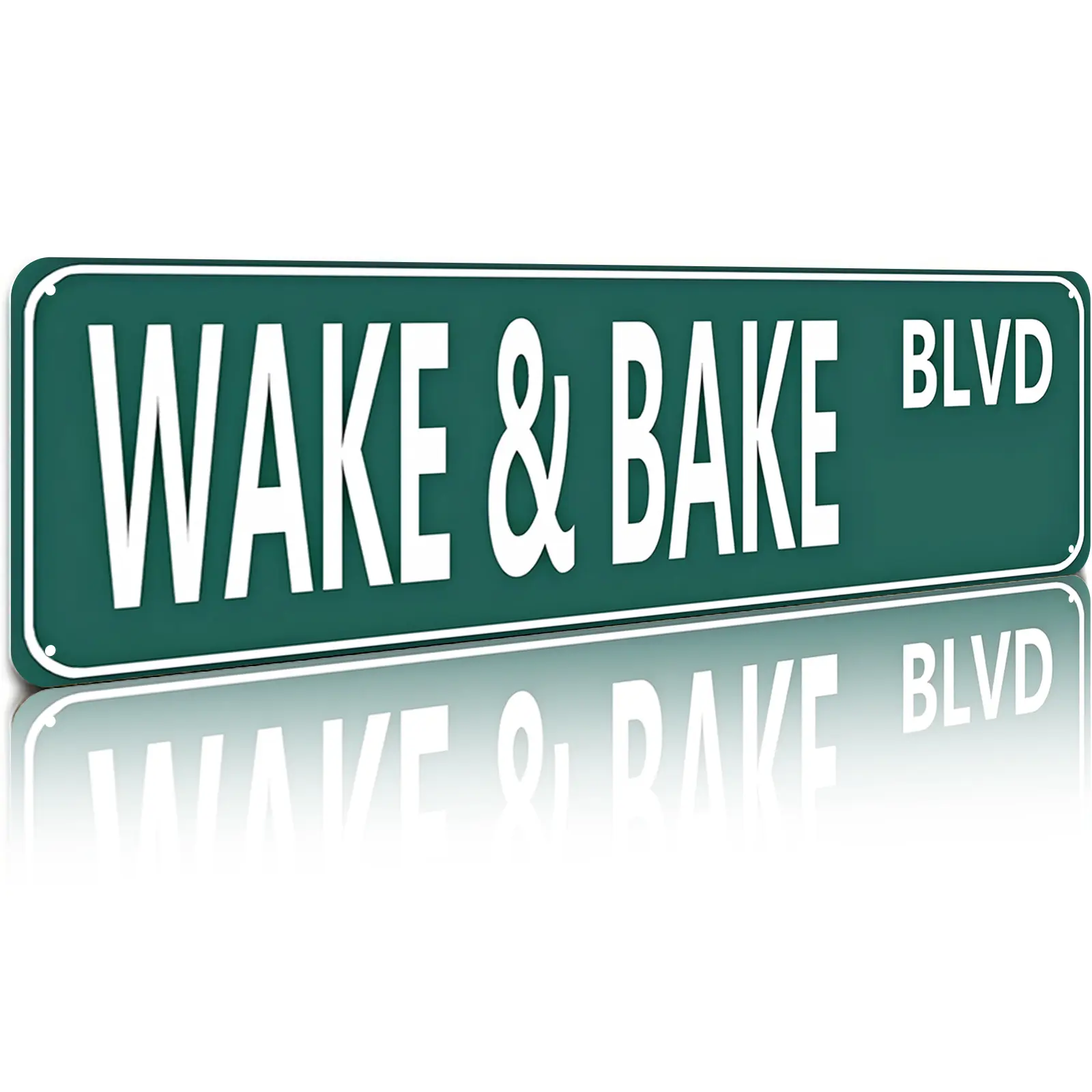 Wake & Bake BLVD Street Sign 16x4 Inch Aluminum Metal Sign - Funny Stoner Wall Decor for Kitchen, Dorm Room, Man Cave, Smoke Shop - Retro Tin Sign Gift for Cannabis Enthusiasts & Stoner Culture Fans Signage Yard Sign