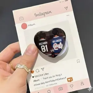 Rozanov & Hollander Retro Heart Phone Grip Set, Heated Rivalry Inspired Hockey Romance Folding Stand, Cute Couple Merch