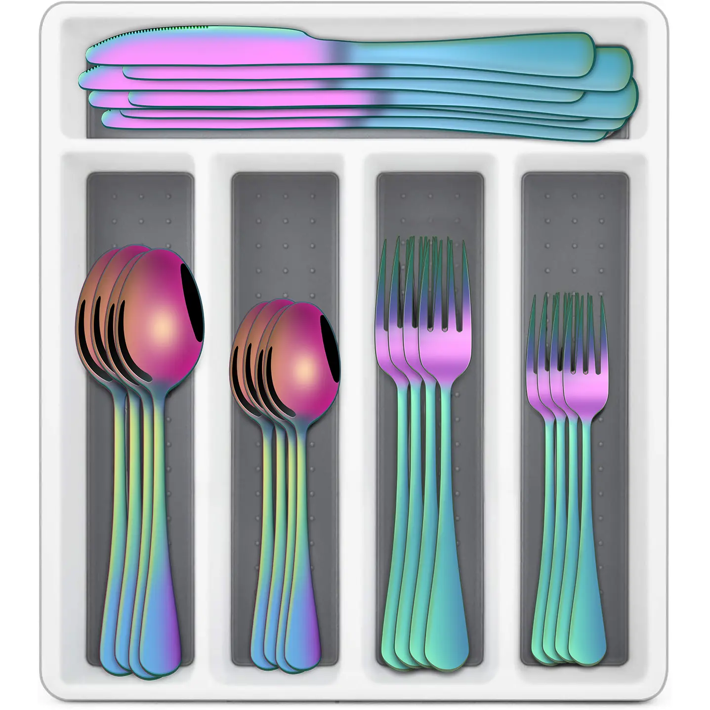 48/60Pcs Colorful Silverware Set Suitable For 12 People To Use,Premium Stainless Steel Flatware Set Include Fork Knife Spoon And Steak Knife,  Durable Home Kitchen Eating Tableware Set, Dishwasher Safe Cutlery Utensil Set