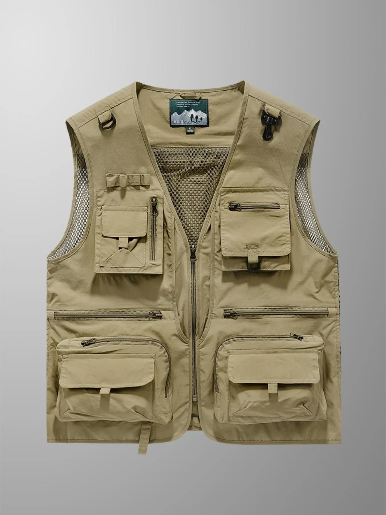 Men's Outdoor Multi-Pocket Fitted Casual Jacket Sleeveless Vests, Multi Pocket Gilet, 8 Pockets Design with Multifunctional Buckles, Breathable Back Mesh, Quick-Dry Waterproof, Ideal for All Outdoor Sports