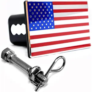 USA American Flag Metal Cover (Fits 2" Receiver, Blue/Red/)