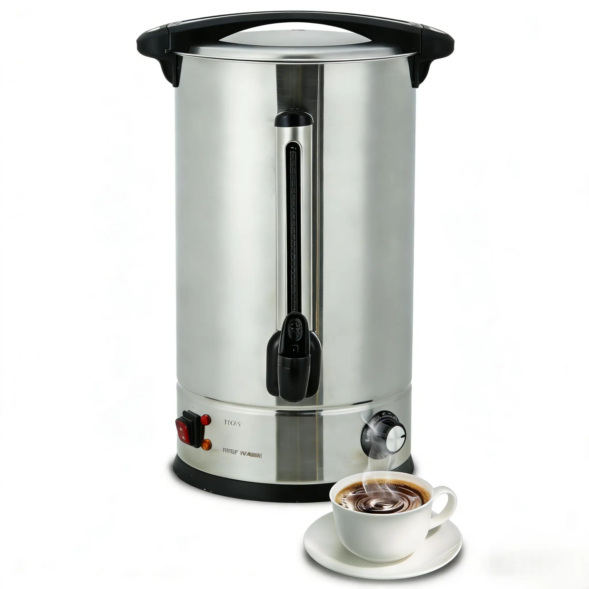 GAOMON 100-Cup Coffee Urn, 14L / 3.8Gal Double Wall Insulation Coffee Dispenser, Stainless Steel Large Hot Beverage Dispenser with Automatic Temperature Control & Faucet Commercial Coffee Urn, Silver