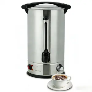100-Cup Coffee Urn, 14L / 3.8Gal Double Wall Insulation Coffee Dispenser, Stainless Steel Large Hot Beverage Dispenser with Automatic Temperature Control & Faucet Commercial Coffee Urn, Silver