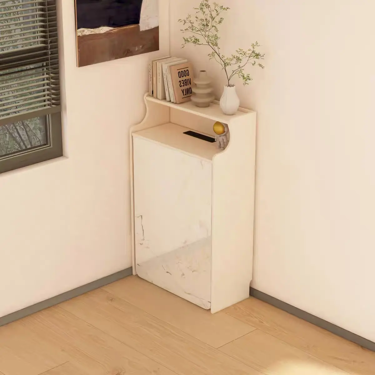 Lyfairs Rock Slab Folding Desk with Integrated Bookcase