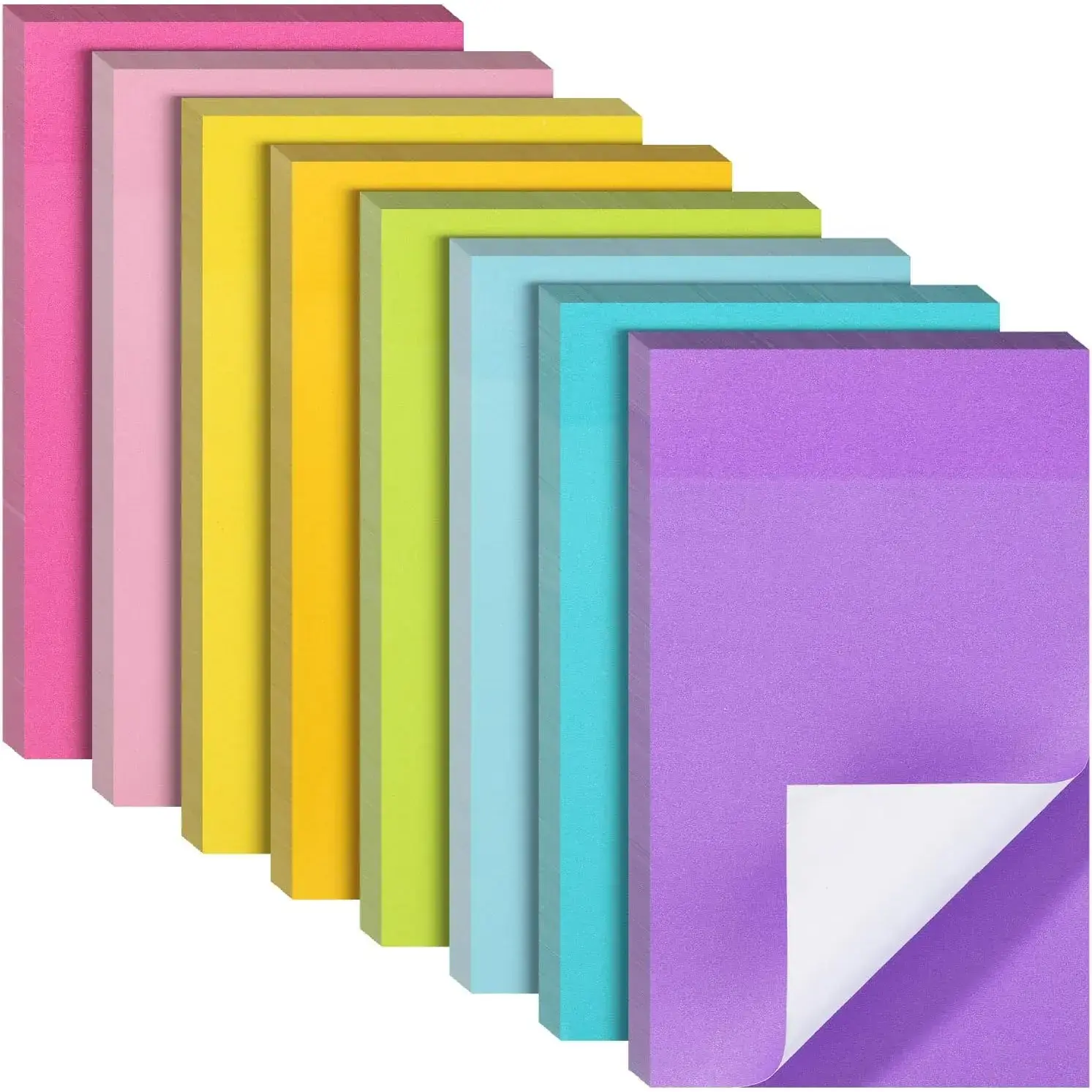 Vibrant Adhesive Stickers Paper - 3"x5" Size, 8 Pads, 640 Sheets, No Sticky Residue Office Stationery for Color-Coding, Creativity & Reminders