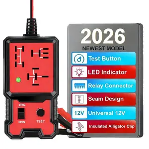 Car Automotive Relay Professional 12V Automotive Relay Tester & Diagnostic Tool with Battery Clamp - Durable ABS Case, Fit for 4 & 5 Pin Relays, Quick Fault Detection & Analysis, Red & Black Design Relay Fault Testing