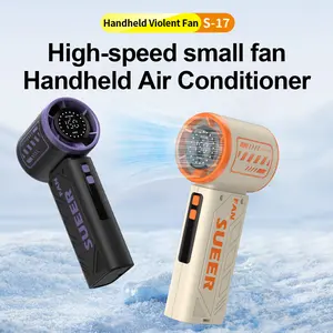 2025 New Creative Fashion Mecha High-Speed Turbine Small Air Cannon Portable Digital Display Handheld Fan Rechargeable