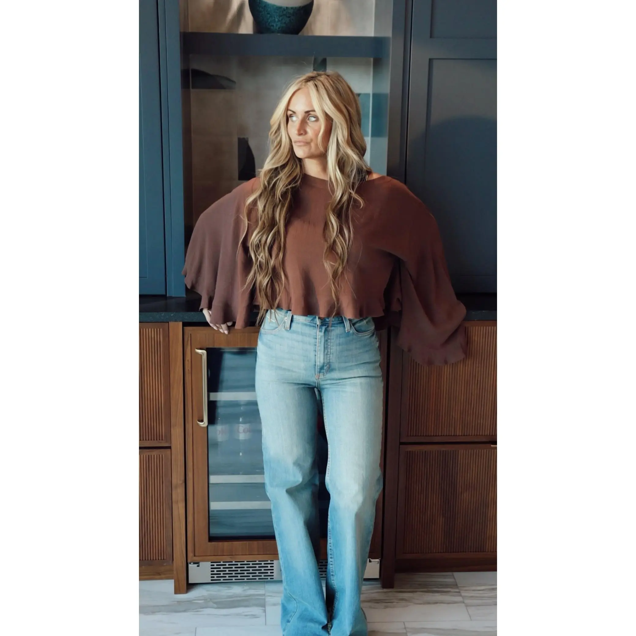 Wide-Leg Western Jeans for Women - Olivia High-Rise Fit in Premium Stretch Denim, Modern Cowgirl Style Long Pants, Bottoms, Western Wear For Women, High-Rise Waist, Sleek Line, Premium Denim Built To Last, Boot-Friendly, Western Clothing