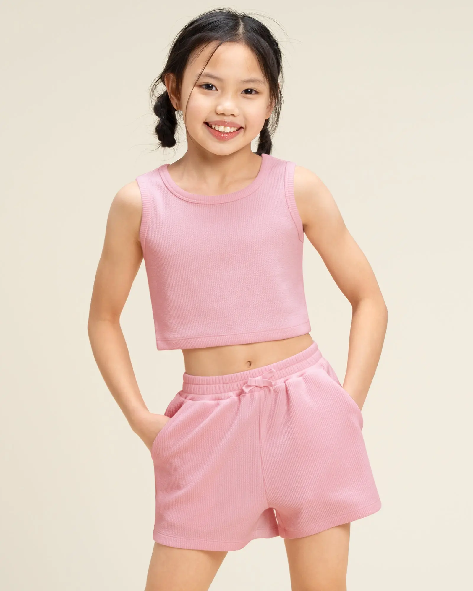Girls' 2-Piece Sports & Outdoor Tank Tops & Short Shorts Set - Soft Fabric, for Outdoor Play, Set Includes 2 Pieces