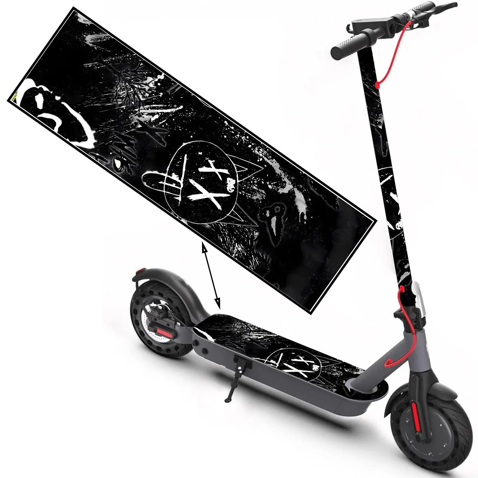 Black and white cool line smiley face graffiti, fashion scooter stickers, skateboard stickers, scooter floor mat stickers, Skateboard Accessories