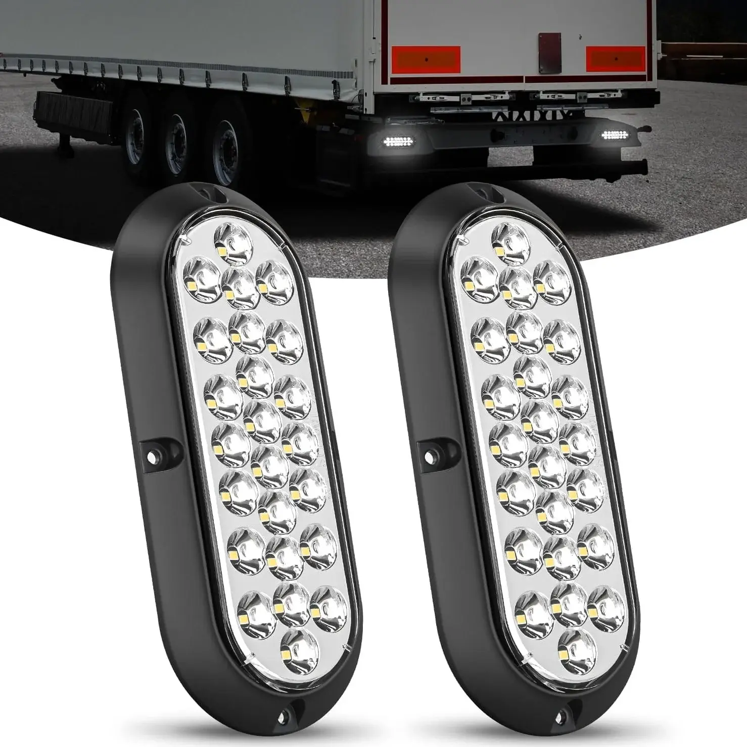 Nilight 6-Inch Oval White 24-LED Tail Light Assembly, 2-Piece Set with Self-Tapping Screws - Waterproof for Horse Trailers, Travel Trailers, Boats, Vehicle Exterior (Father's Day Gift Option)