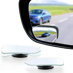 Framed Rectangular Blind Spot Mirror, HD Glass and ABS Housing Convex Wide Angle Rearview Mirror with Adjustable Stick for Universal Car (2 pcs)