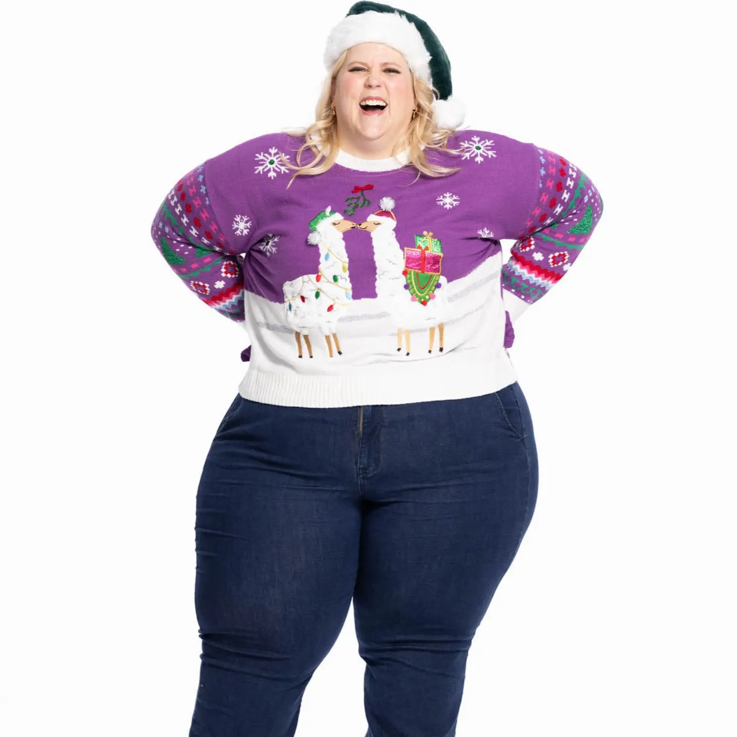 Jollidays x Glitter and Lazers Women's Fleece Navidad Sweatshirt - Lady's Casual Fit Cardigan, Inclusive Sizing S-5X, Colorful, Soft, Long Sleeve, Comfortable Sweatshirts