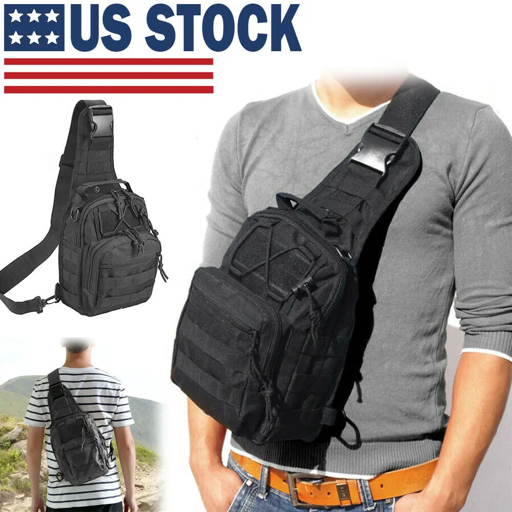 Women's small chest bag, Molle, EDC crossbody bag; men's concealed shoulder strap bag, adjustable, multi-functional, durable, suitable for shooting, hiking, travel, and daily outings.