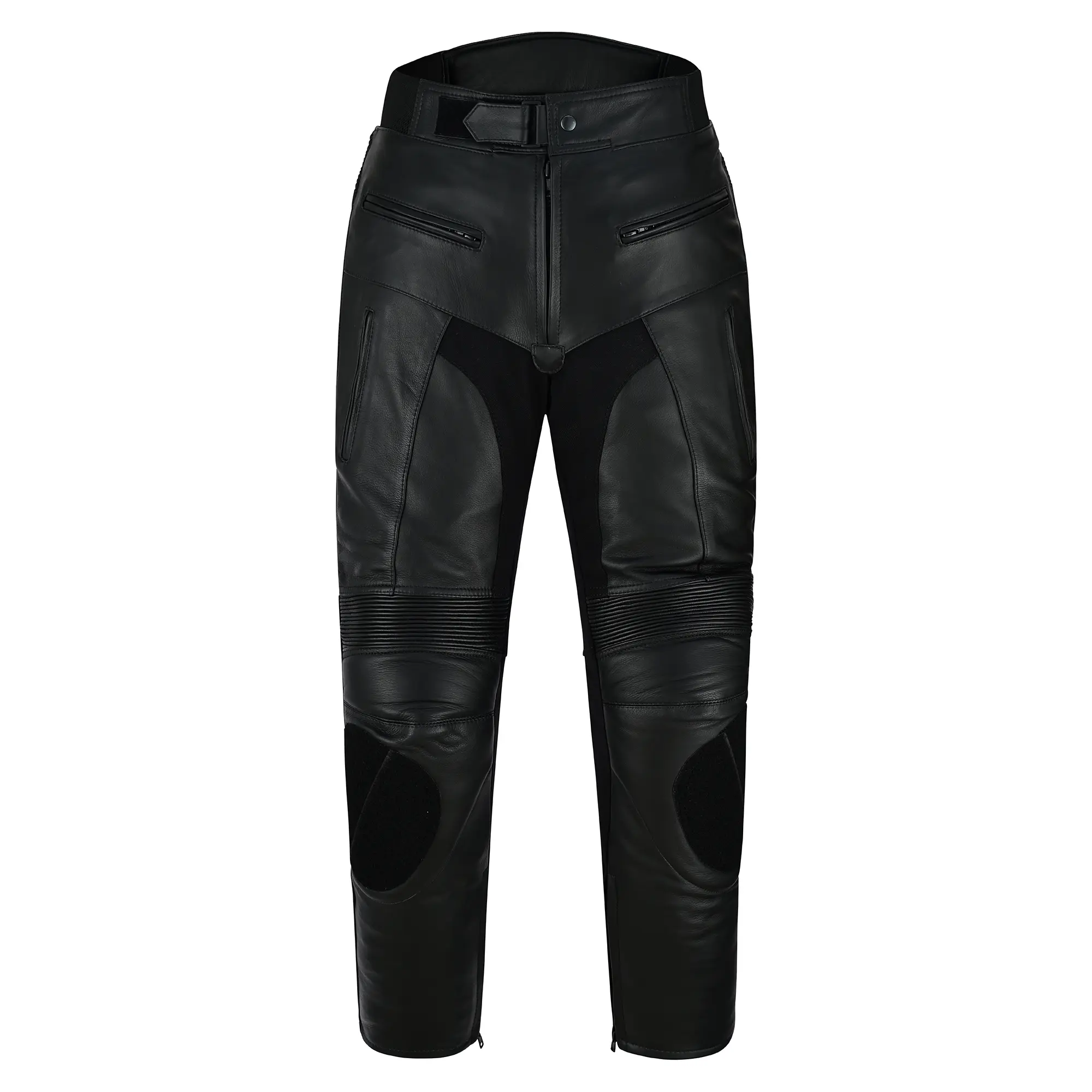 Men’s Motorcycle Leather Pants – Cowhide with Stretch Panels, Ventilated & Protective Riding Gear