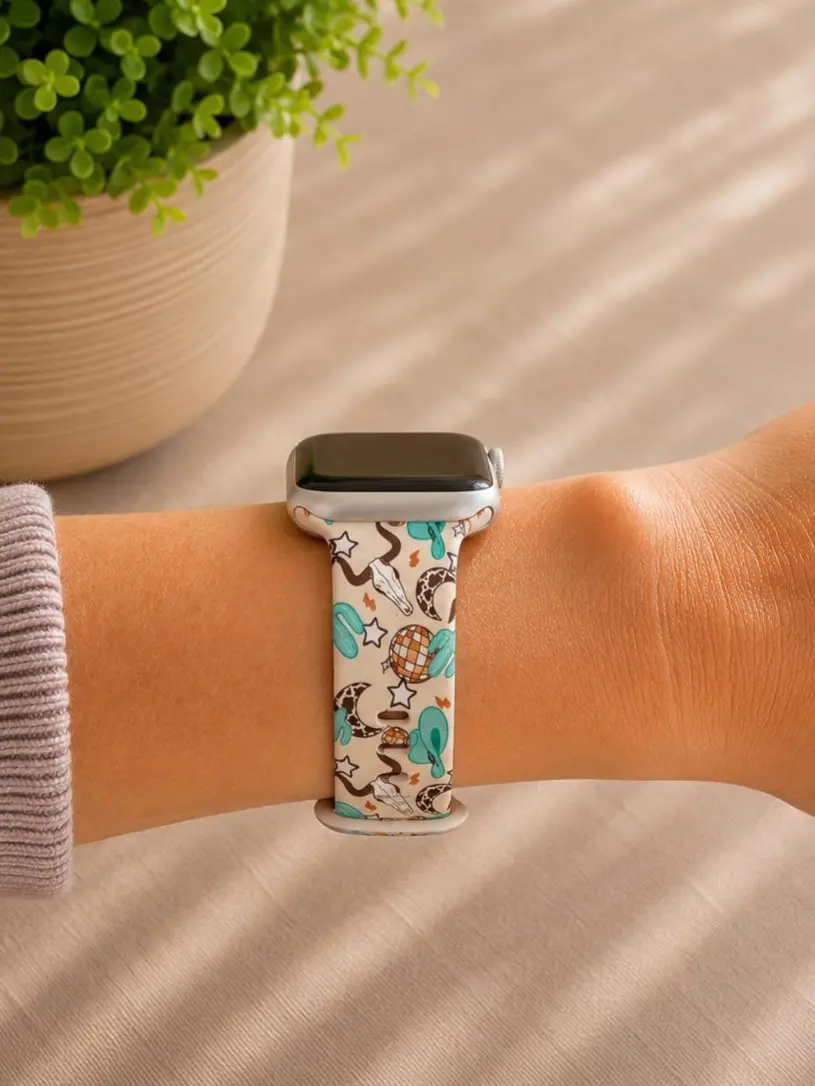 Western Watch Band | Cowboy Desert Watch Strap | Boho Western Silicone Band | Turquoise Cowgirl Style