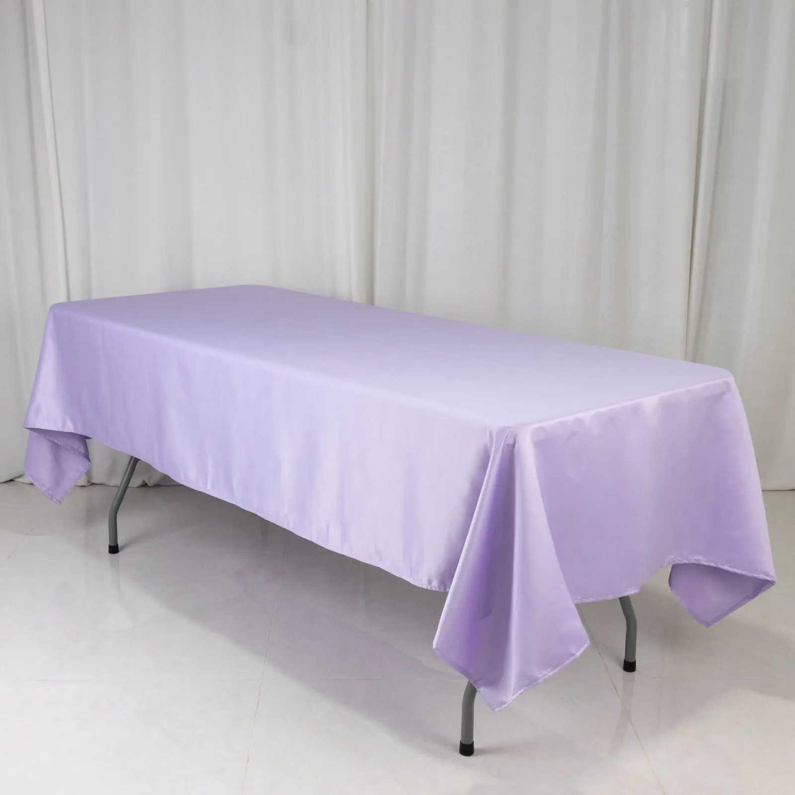 Lamour Satin Rectangular Tablecloth, 60"x102" Lavender Lilac - Wrinkle-Resistant Satin Fabric Cover, Machine-Washable Kitchen Linen for Decoration, Wedding, Birthday, Tablecloth Rectangular