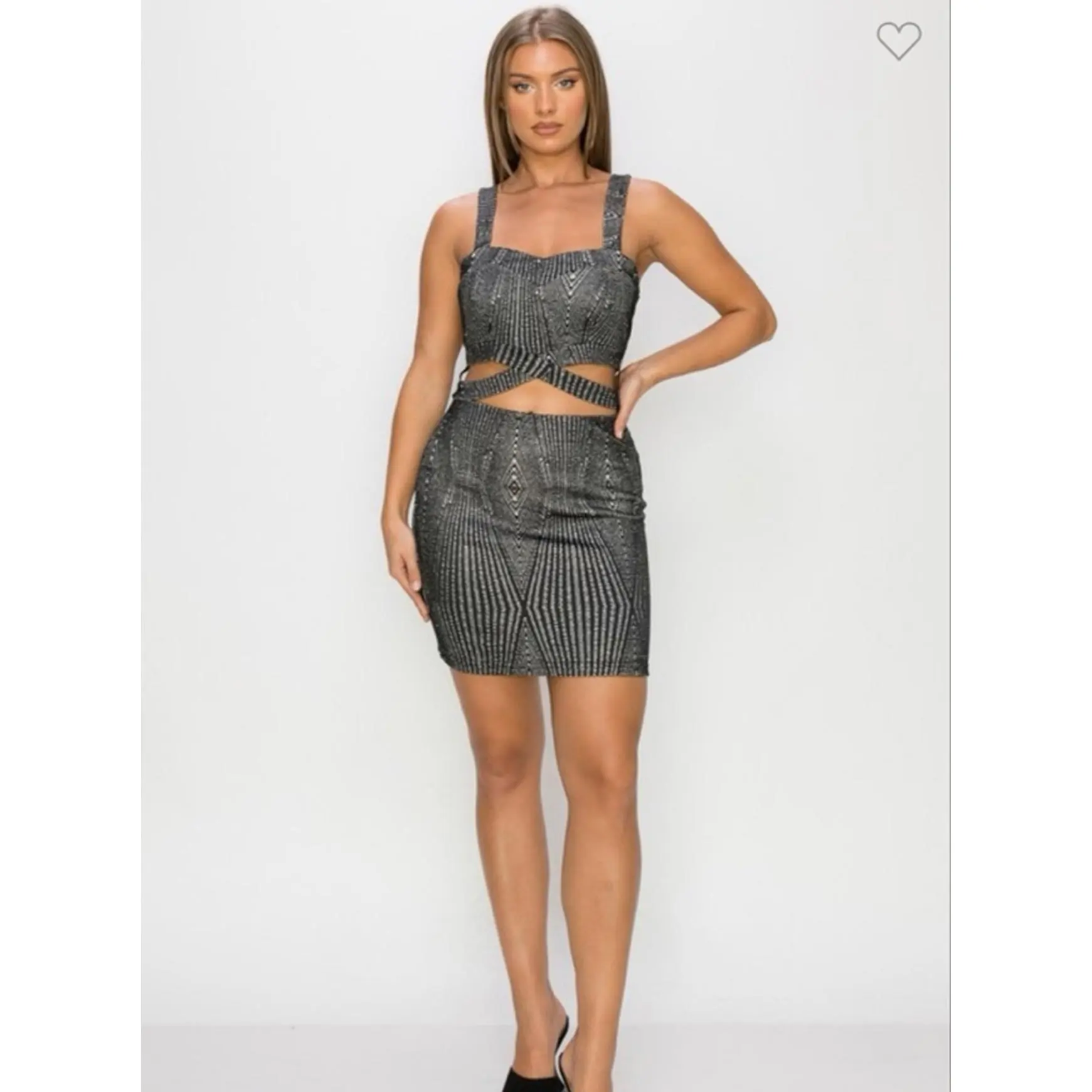 Elegant Striped  night wear Two-Piece Set with Cut-Out Design and Ruched Details