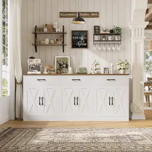 HOSTACK 71" Large Sideboard Buffet Cabinet with 3 Drawers & 3 Cabinets for Kitchen Storage, Farmhouse Coffee Bar Cabinet for Dining Room & Living Room, Easy Assembly