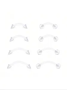 Clear Curved Barbells Retainer Set, Nose Piercing Kit, 16g Plastic Eyebrow & Ear Piercing Jewelry, 6mm-12mm Flexible Body Accessories, Nose Piercings Kit