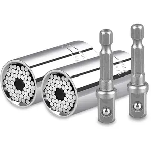 Universal Adapter Socket, 2 Packs Professional Socket Grip Adapter 1/4 to 3/4 inch (7-19mm) Ratchet Wrench Power Drill Adapter Tools Gifts for Men Him Husband Dad Father DIY Handyman