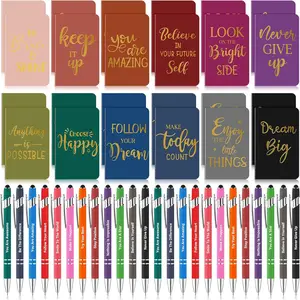 48 count Bulk Motivational Pens Inspirational Notepads Set, Small Pocket Motivational Quote Notebooks and Ballpoint Pens, Mini Journals  Set for  Students Teachers School Office Prizes Supplies