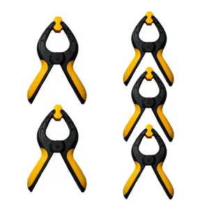 5-Pack A-Type Spring Clamps, 4-inch Heavy Duty Yellow/Black Woodworking Clamps with 90° Rotating Pads, Quick-Release Nylon Clamps, Suitable for Wood Bonding, Photography Backgrounds, Crafts, and DIY Projects