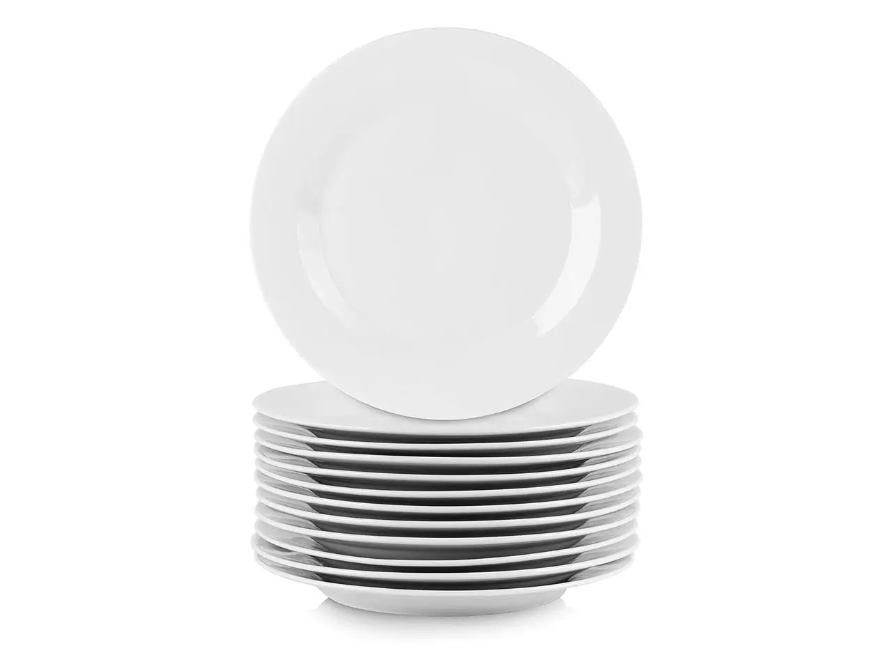 Elama Professional Kitchen 12 Piece Round Porcelain Salad Plate Set in White Elama Professional Kitchen 12 Piece Round Porcelain Salad Plate Set in White
