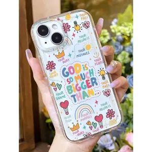 Apple 1pc Soft Colorful Slogan Balloon & Butterfly Graphic Phone Case Suitable For IPhone17/IPhone17 Air/IPhone17 Pro/IPhone17 Pro Max/16 Pro Max/15 Pro Max/14 Pro Max/13 Pro Max/12 Pro Max