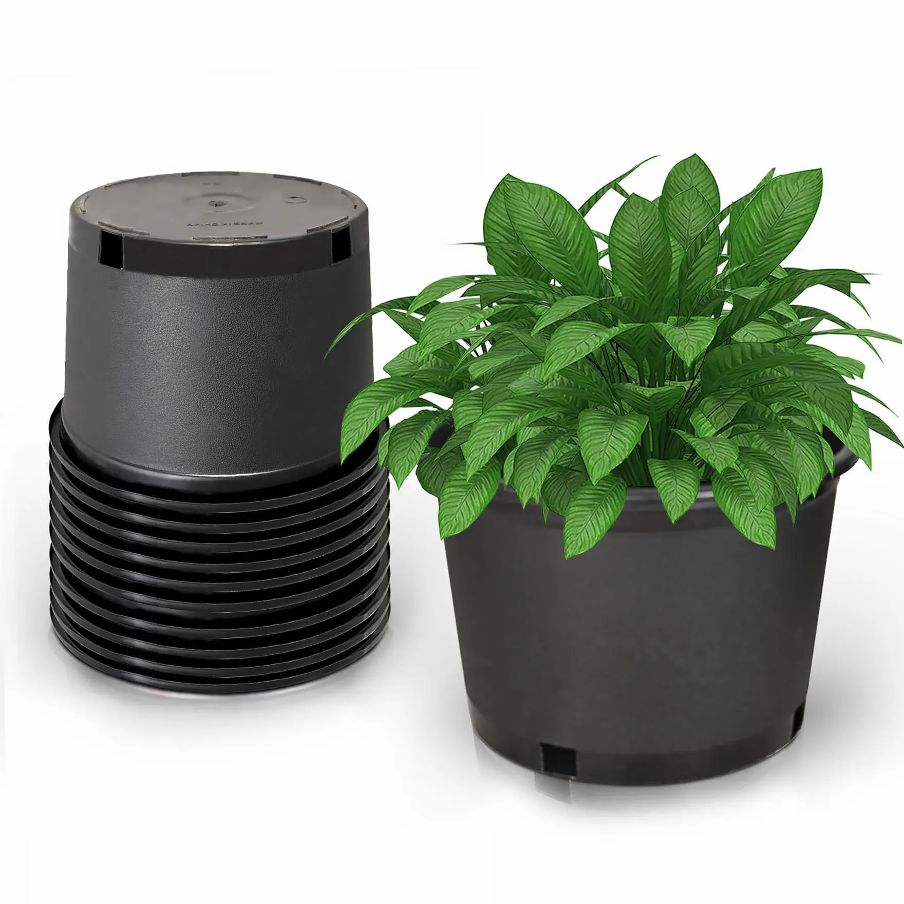 Findmall 10PC Black Plastic Multi-Size Trade Gal Modern Plant Pots, Premium Weatherproof Outdoor-Ready Root Nursery Pots with Garden Accessories for Specialty Garden Tools