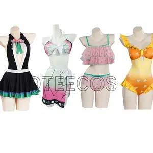 Demon Slayer Swimsuit Set Kamado Tanjirou Cosplay Nezuko Zenitsu Kochou Shinobu Bikini Beach Anime Halloween Costume