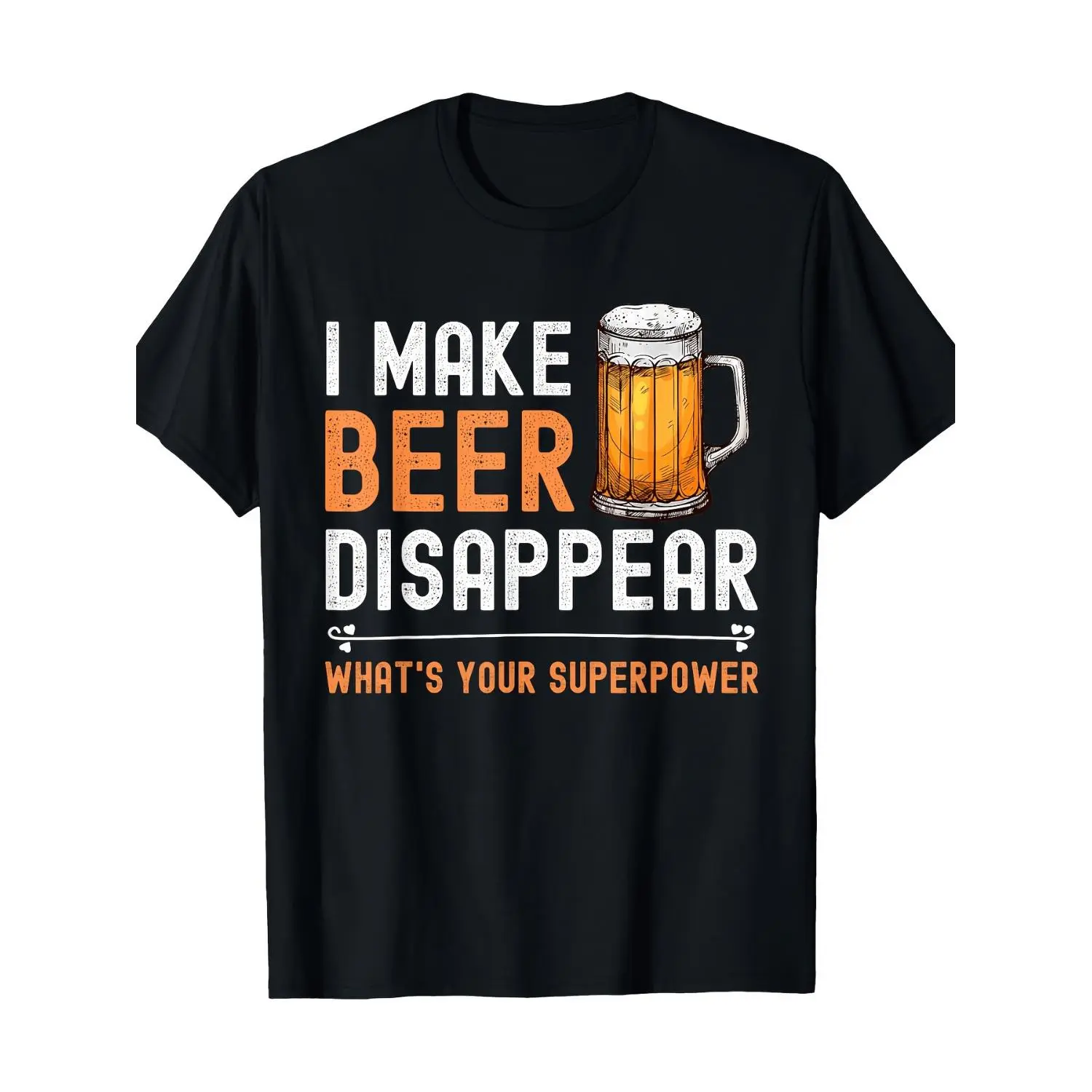 Funny 'I Make Beer Disappear' Men'S T-Shirt - 100% Cotton, Breathable & Comfortable for Casual Wear, Sports & Outdoor Activities, Drinking