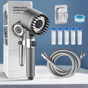 3-Setting Handheld Shower Head with Massage Function & Water Boost — Comes with 5 Filter Cartridges 3-Setting Handheld Shower Head with Massage Function & Water Boost — Comes with 5 Filter Cartridges