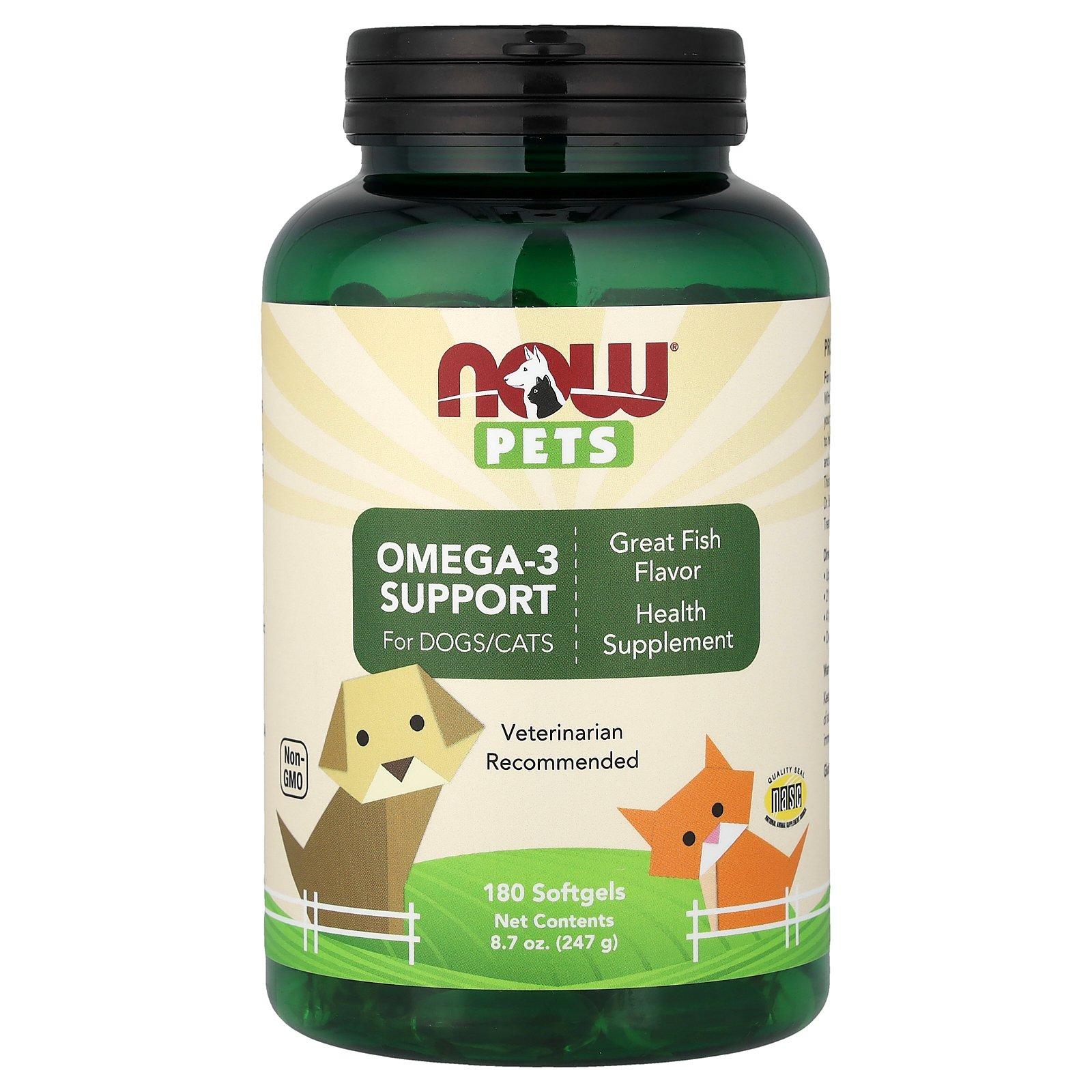 NOW Foods Pets, Omega-3 Support for Dogs/Cats, Great Fish, 180 Softgels, 8.7 oz (247 g)