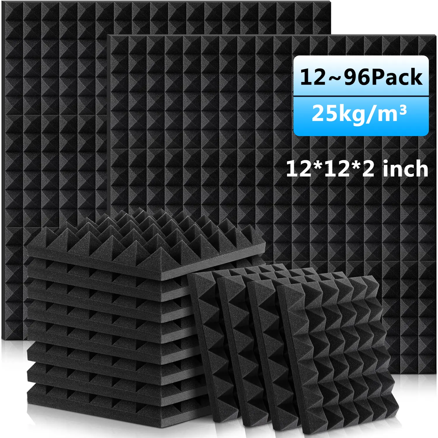 2"X12"X12"Thickening Acoustic Wall Panel Tiles Studio Music Sound Proofing Insulation Foam Pads Set,For Reading Room Meeting Room Study Library Club Cinema
