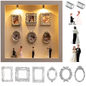 DIY Mini-Museum Silhouette Box – Capturing Memories Miniature, Mother's Day Custom Shadow Box Frame with Mini Figurines & Gold Frames, Simple Assembly for Anniversary, Wedding & Home Decor
