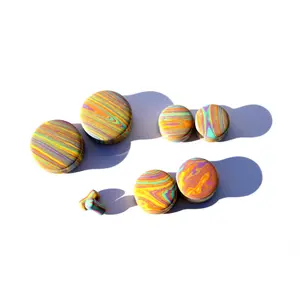 Tie-Dye Plugs, Synthetic Rainbow Calsilica Double Flare Gauges Piercing with Polished Finish and Unique Stone Variation