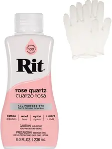 Rit Rose Quartz 8 oz Liquid Fabric Dye for Clothing Décor & Crafts with Pair of Medium Latex-Free Vinyl Gloves