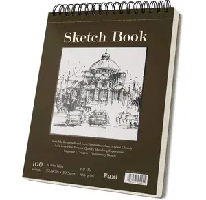 Fuxi 9" x 12" Sketch Book, Top Spiral Bound Sketch Pad, 100 Sheets 68lb/100gsm Acid-Free Drawing Paper, Art Sketchbook for Drawing Pad for Kids Artists & Beginners Professional Art Supplies for Adults