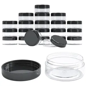 5 Grams Plastic Containers with Lids 100 pieces BPA Free Sample Containers, Mini Clear Empty Refillable Round Sugar Scrub small 5g/5ml Tiny Jars with Lids for Cosmetics, Lotions