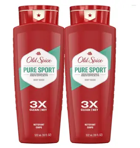 Old Spice Refreshing Body Wash for Men, High Endurance, 3X Defense, 24/7 Shower Fresh with Long Lasting Scent, Pure Sport Scent, 24 oz (Pack of 2)
