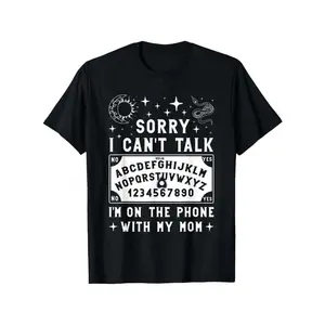 Women's Oversized Vintage Casual Tee Top - "Sorry I Can't Talk I'm On Phone with My Mom" Graphic T-Shirt