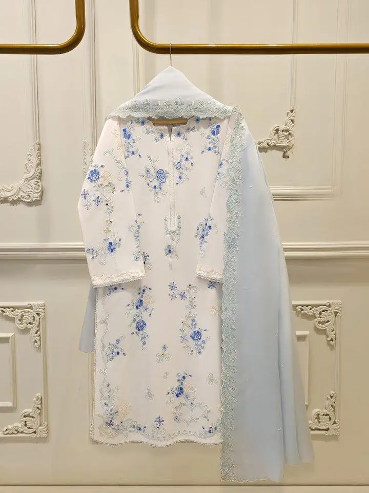 Aghanoor 3 Piece - Embroidered Cambric Suit XL 48 Inches Body Size