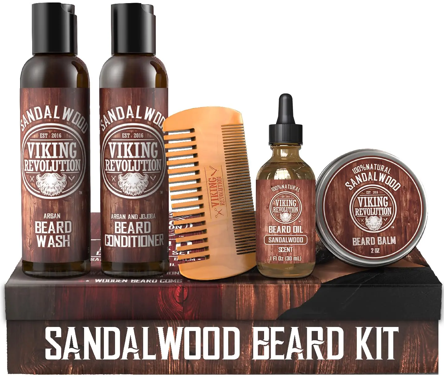 Viking Revolution Ultimate Beard Care Kit For Men - Sandalwood Scented Beard Wash + Conditioner + Oil + Balm + Comb - Thickening Nourishing Gift Set Viking Revolution Ultimate Beard Care Kit For Men - Sandalwood Scented Beard Wash + Conditioner + Oil + Balm + Comb - Thickening Nourishing Gift Set
