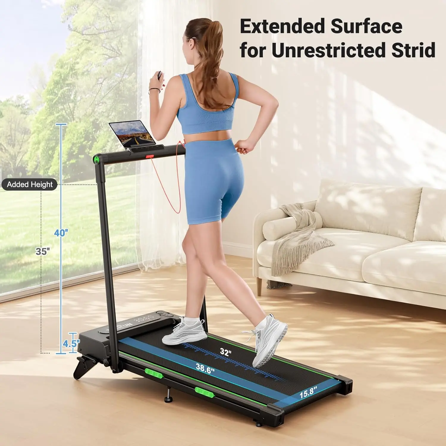 Walking Pad, 2 in 1 Foldable Treadmills for Home, 2.5HP Under Desk with Handle Bar, 16" Widened Running Belt, with Remote Control & LED Touch Screen