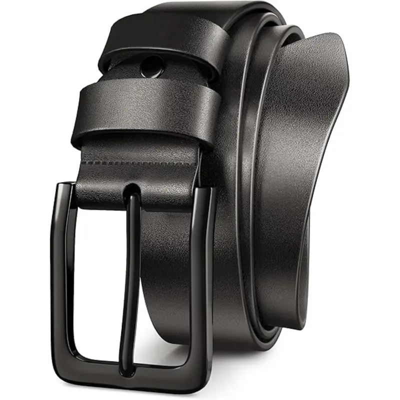 black dress belts for men Men's Black Genuine Leather Dress Belt - Style 1002 main image 0