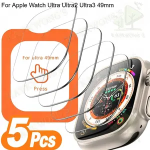 KAYKWONG'S 5 Pack For Apple Watch Ultra/ultra 2/ultra 3 (49mm) Screen Protector Set, Full Coverage HD 9h Durable Protective Tempered Glass, Easy Install Kit