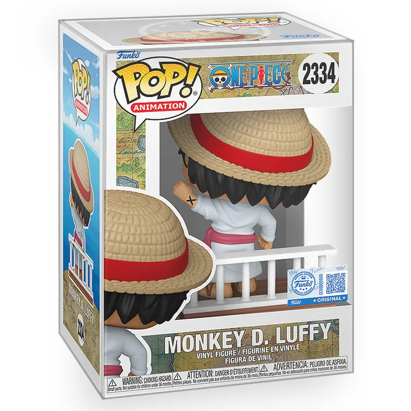 Funko POP Anime: One Piece - Monkey D. Luffy Waving Goodbye (Going Merry) Vinyl Figure with Epic Collectibles Premium Box Protector Included