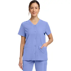 Cherokee Workwear Originals Ultra 2-Pocket Snap Front Scrub Top